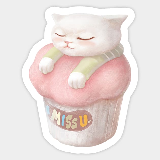 Cute Kitten Cupcake Sticker by zkozkohi